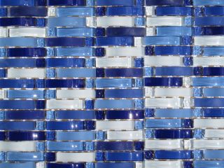 Blue Curved Mosaic Glass Tile Kitchen Backsplash Bathroom Shower