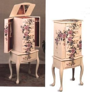 hand painted floral motif jewelry armoire by coaster 4021 time