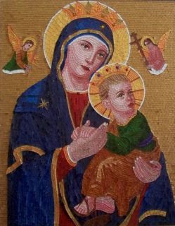 Mother of Perpetual Help Glass Micro Mosaic Art Religious Byzantine