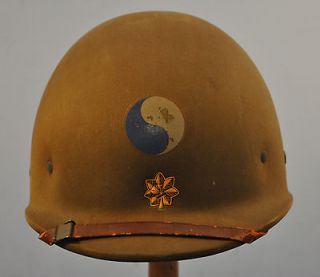  OUTSTANDING EARLY WWII US 29TH DIVISION MAJORS HAWLEY M1 HELMET LINER