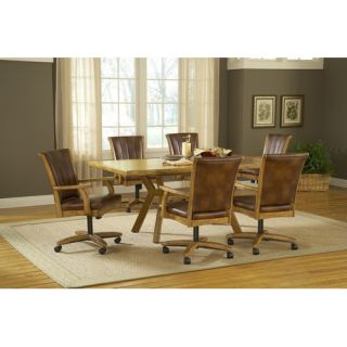 Grand Bay 7 Piece Rectangular Dining Set with Caster Chairs in Medium