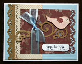 Handmade Card Happy Birthday Bird Flourish Feminine