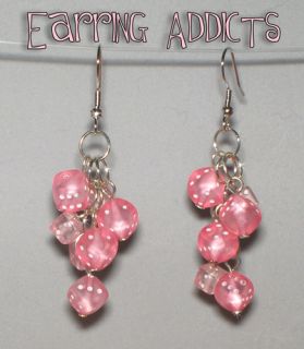 Pink Dice Earrings Pierced Jewelry Bunco Gambling Games
