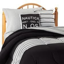 Nautica GLEN COVE Full Black 6 piece Comforter and sheet set, pillow