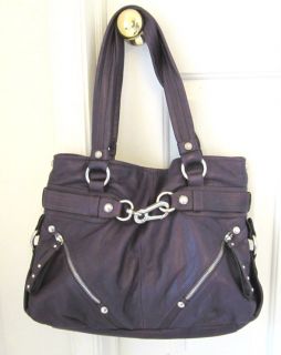 Makowsky Leather Tote Purple Harness Buckle Used Once