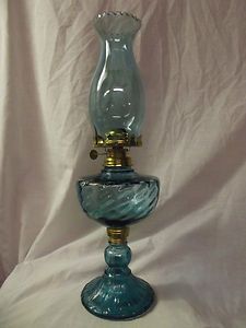 Vintage Blue Glass Oil Lamp Blue Glass Shade