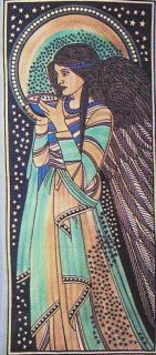 Beautiful Full Aqua Brown Celtic Peace Angel Tapestry Throw Coverlet