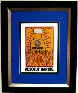 ABSOLUT VODKA print ad by KEITH HARING   Matted & Framed   14.25 x 17