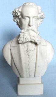 ANTIQUE ROBINSON & LEADBEATER PARIAN BUST OF CHARLES DICKENS
