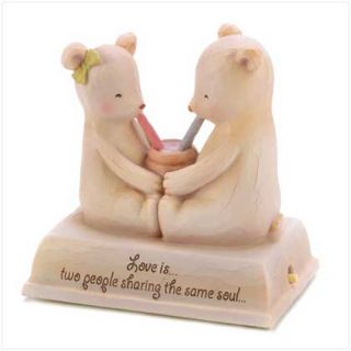  Teddies Sentiment MUSIC BOX Bear Figurine Angel Water Globes Bunny