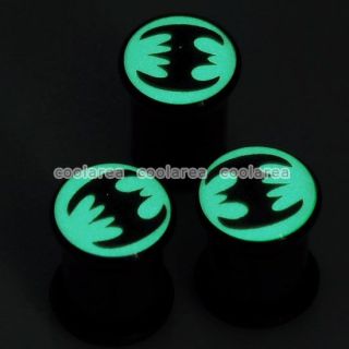 4mm 12mm Acrylic Glow in The Dark Batman Logo Ear Tunnel Plug Expander
