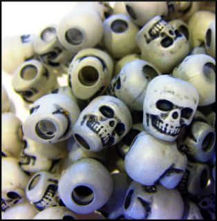 30 Skull Glow in The Dark Beads 9mm x 13mm Halloween ABCraft Made in