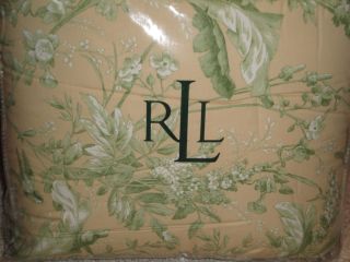 Ralph Lauren Grand Isle Green Tan Leaves Floral Bird King Comforter 4P