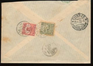 China Harbin 1922 Cover Registered to Firenze Italy Surface Rubs B20