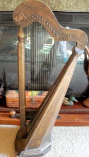   Early 1900s Handmade Wooden Music Harp String Instrument Display