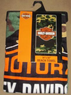 New Camo Camouflage Harley Davidson Motorcycle Large Bath Beach Towel