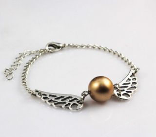 Harry Potter Golden Snitch Bracelet Silver Double Sided Wings Handmade