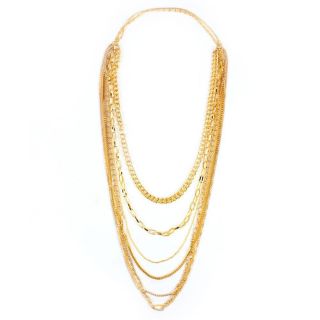 Gold Multi Chain Statement Fashion Designer Necklace