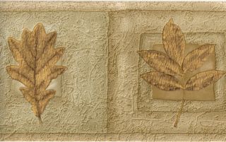 Gold Sage Green Tan Cream Beige Leaf Tile Framed Textured Wall paper