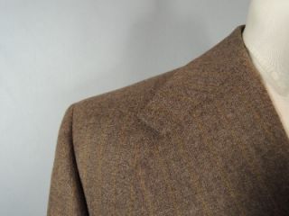 Fallan Harvey Savile Row Bespoke Brown Striped Suit 42 L 52 L England