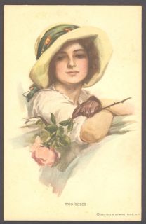 Postcard Harrison Fisher Two Roses 382