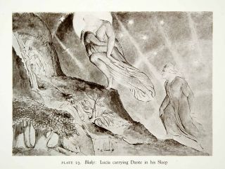 1946 Print Lucia Dante Sleep William Blake Landscape Mythical Fantasy