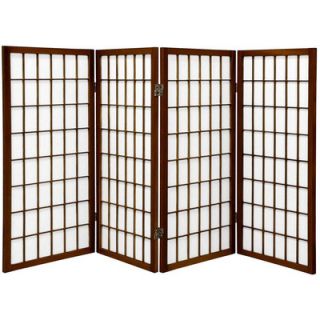 Oriental Furniture 3 Feet Tall Window Pane Shoji Screen in Walnut