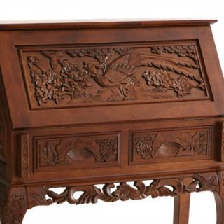 Wildon Home ® Nelson 33 W Hand Carved Drop Front Secretary Desk