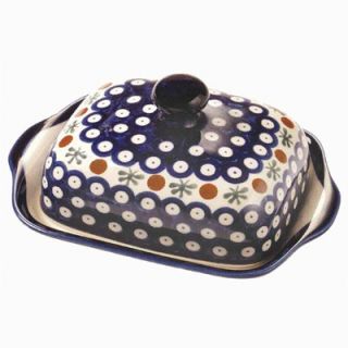 Polish Pottery Conventional Covered Butter Dish   Pattern 41A   858