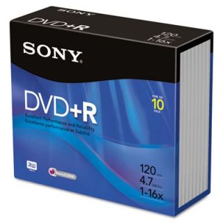 Sony Entertainment DVD+R Discs, 4.7GB, 16x, 10/Pack   SON10DPR47R4