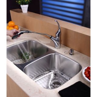 Kraus 32 Undermount 50/50 Double Bowl Kitchen Sink with 11 Faucet