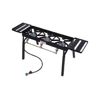 Triple Fry Burner Outdoor Stove with Legs and Shelves