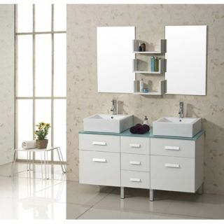 Virtu 56 Double Bathroom Vanity Set in White