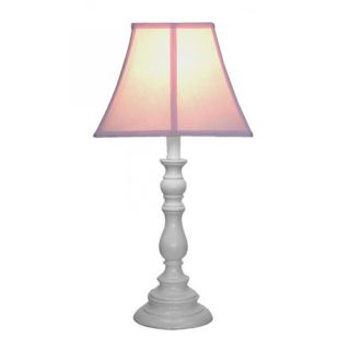 Table Lamp with White Base and Pink Shade