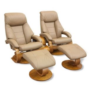 Mac Motion Oslo 58 Double Leather Swivel Recliner and Ottoman Set with