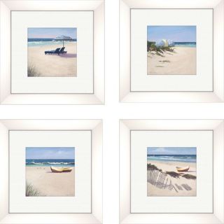 Coastal Beach Umbrella Framed Art (Set of 4)