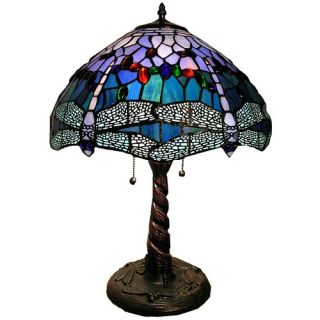  Style Dragonfly Double Lit Table Lamp with 67 Cabochons   CH18B889DT