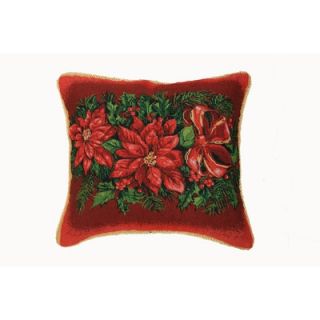 Violet Linen Seasonal Poinsettia Design Cushion Cover   Seasonal