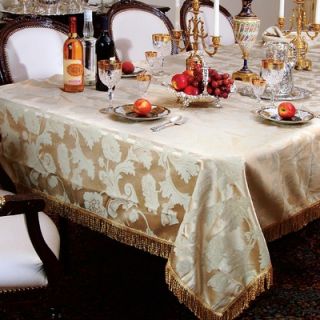  Linen Classic Damask Design Fringes 90 Round Tablecloth
