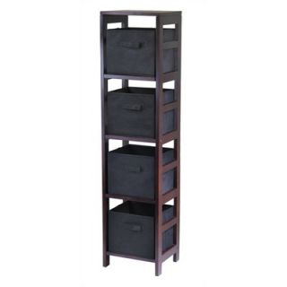 Winsome Capri Storage Shelf with 4 Foldable Black Fabric Baskets