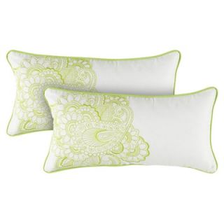 Rizzy Home White and Lime Decorative Pillow