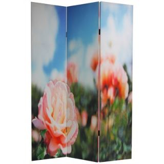 Oriental Furniture Double Sided Summer Flowers Canvas Room Divider