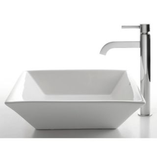  Square Sink in White with Ramus Single Lever Faucet   C KCV 125 1007
