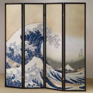 Wildon Home ® 4 Panel Fukusai Wave Shoji Screen Room Divider   6562