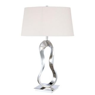 George Kovacs One Light Table Lamp with White Linen Shade in Polished