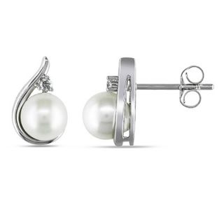 Amour Round Shaped Freshwater Pearl Stud Earrings   ECDKW36302
