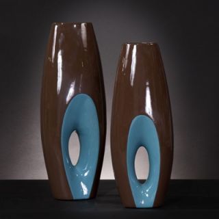 Howard Elliott Vases in Acorn Brown/Smoke Blue (Set of 2)
