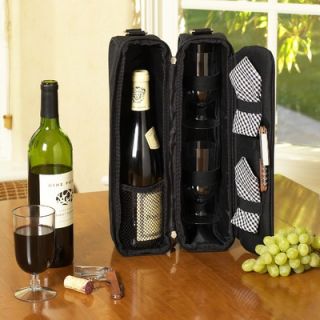Picnic At Ascot Classic Sunset Depinot Wine Carrier for Two in Black