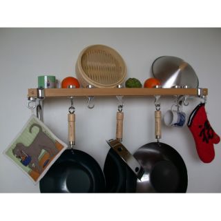 Track Rack 36 Wall Pot Rack in Natural Wood