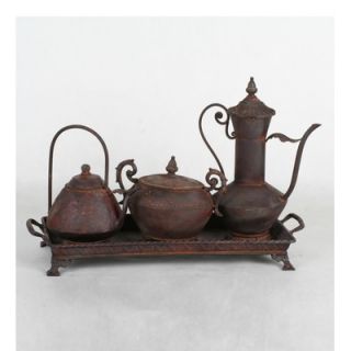 Privilege Four Piece Ancient Tea Pot Set and Tray